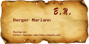 Berger Mariann névjegykártya