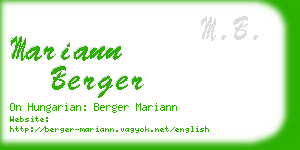 mariann berger business card